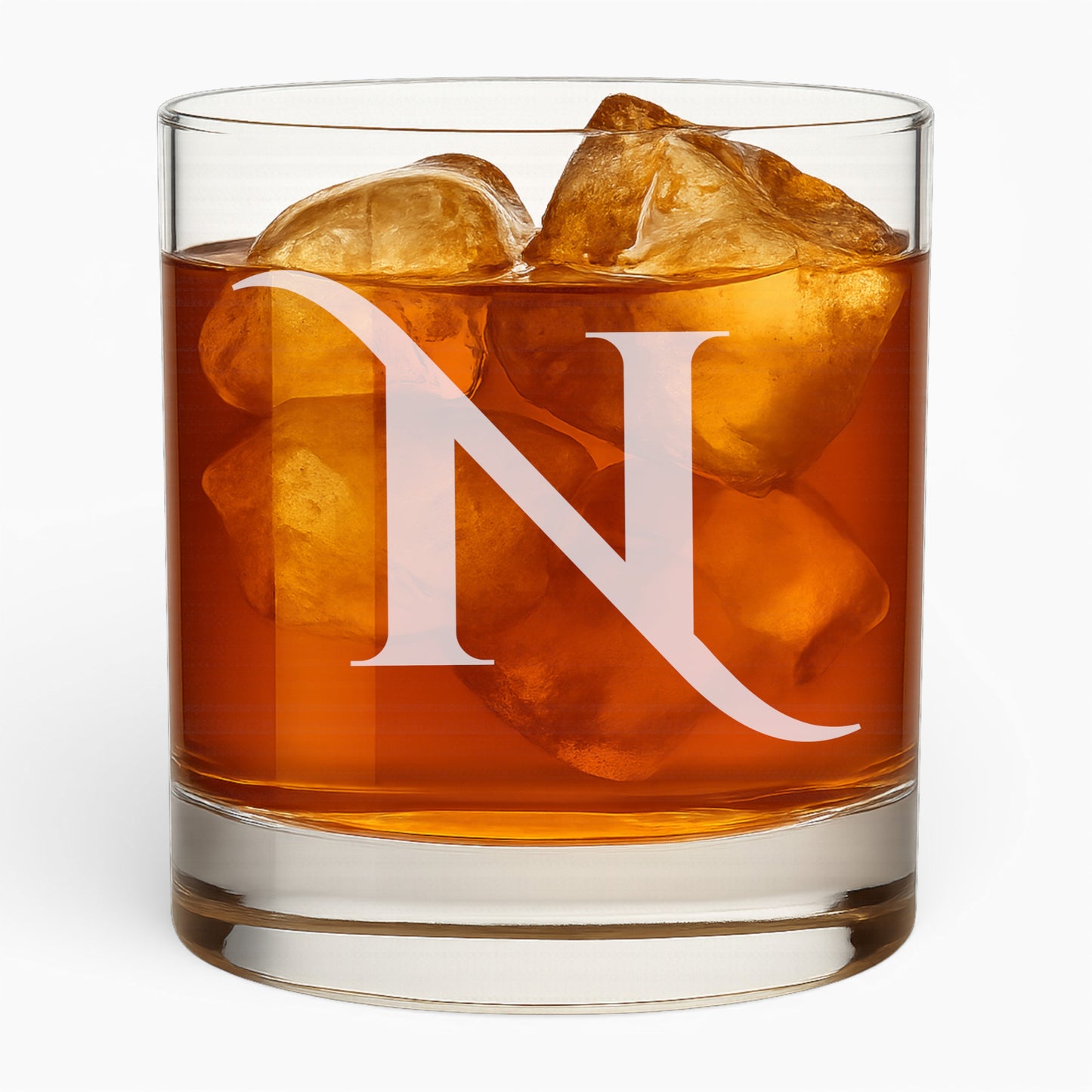 10.5 oz Whiskey Glass with Engraved Letter – Minimalist Design Alphabet