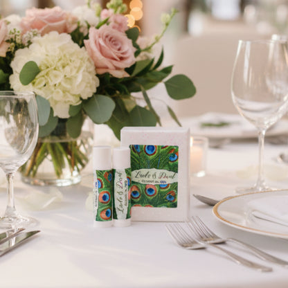 Peacock Lip Balm Labels: Custom Party Favor Stickers 