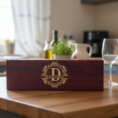 Personalized Wine Box with Tools Rosewood Birthday Gift for Man Woman Wedding