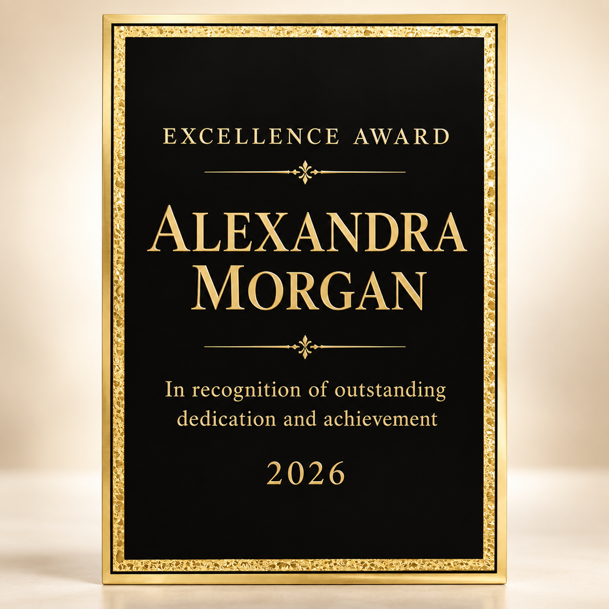 Florentine Plaque Plate, Custom Engraved Award Plate, Brass Plated Steel
