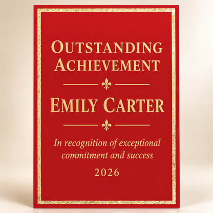 Florentine Frame Plaque Plate, Custom Engraved Designer Award Plate