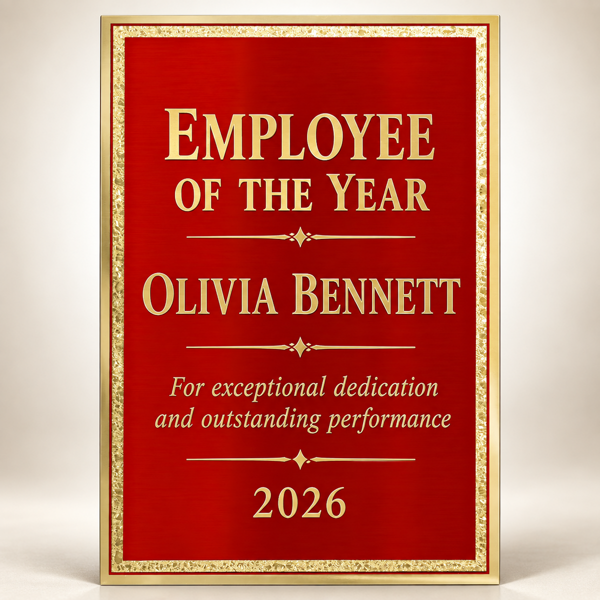 Florentine Plaque Plate, Custom Engraved Award Plate, Brass Plated Steel