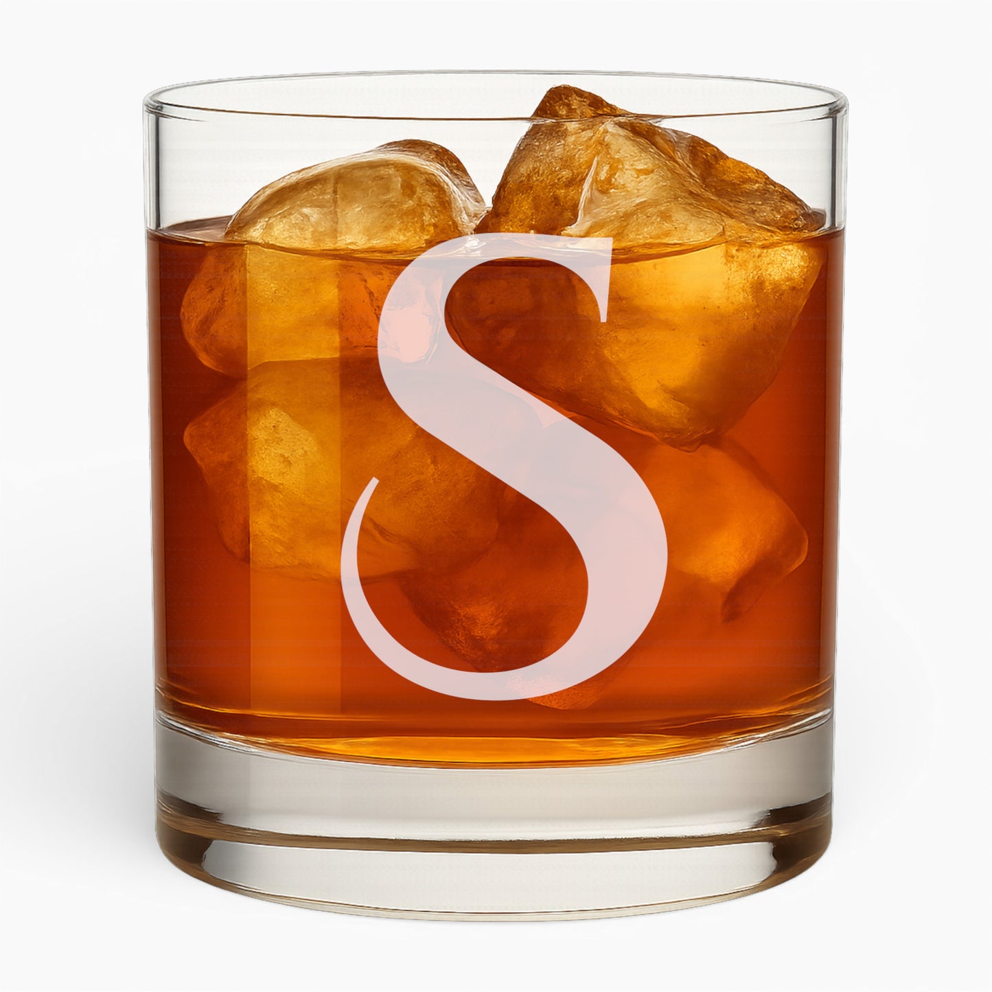10.5 oz Whiskey Glass with Engraved Letter – Minimalist Design Alphabet