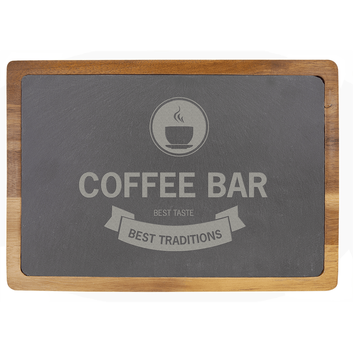 13 x 9 inch rectangle acacia wood and slate cheese board for personalized laser engraving