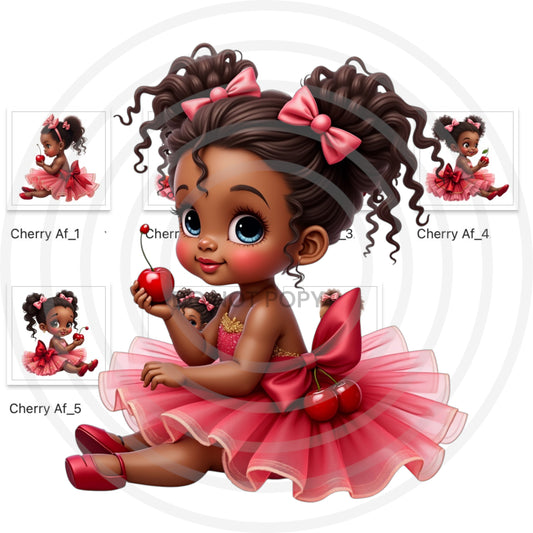 Cherry Afro Digital Clipart for Baby Shower 1st Birthday