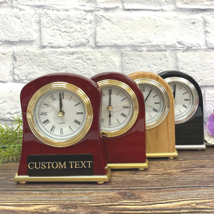 Personalized Engraved Desk Clock – Custom Wood Office Clock Gift for Anniversary, Retirement or Promotion