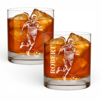 Custom Soccer Whiskey Glass - Sport Lover Bourbon Personalized Glass