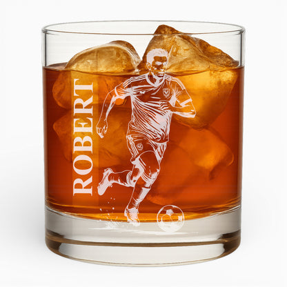 Custom Soccer Whiskey Glass - Sport Lover Bourbon Personalized Glass