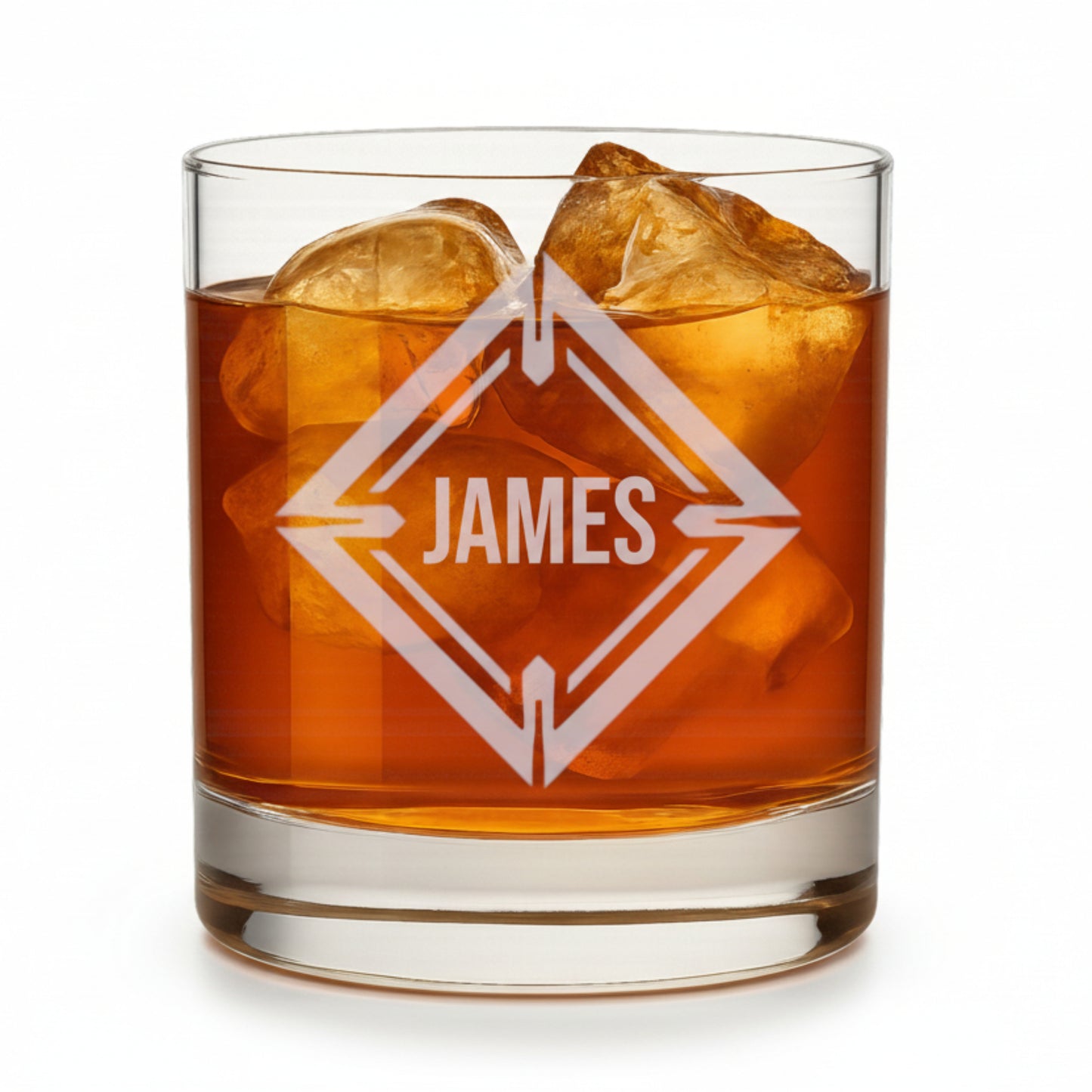 personalized custom name modern whiskey glass, old fashion