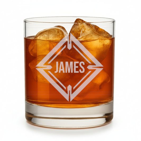 personalized custom name modern whiskey glass, old fashion