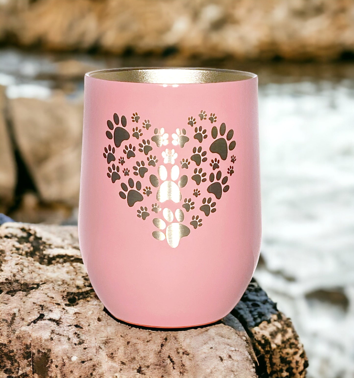 Heart Paw Tumbler Laser Engraved Cat Dog Lovers 12 Oz