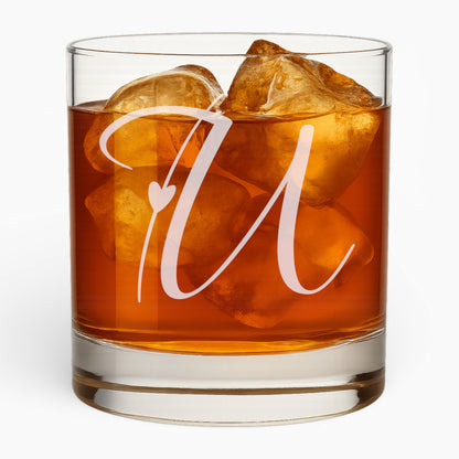 10.5 oz Love Letter Whiskey Glass - Romantic Engraved Design