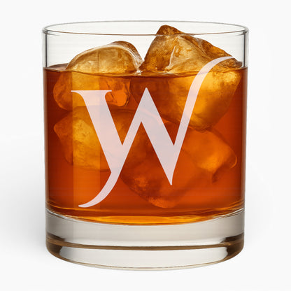 10.5 oz Whiskey Glass with Engraved Letter – Minimalist Design Alphabet