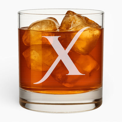 10.5 oz Whiskey Glass with Engraved Letter – Minimalist Design Alphabet
