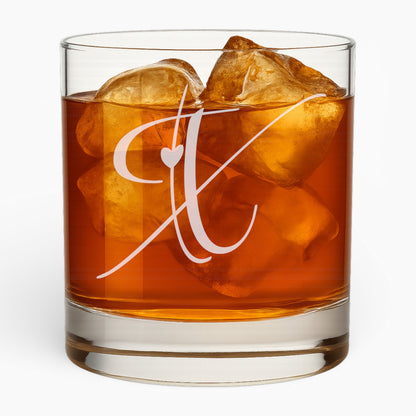 10.5 oz Love Letter Whiskey Glass - Romantic Engraved Design