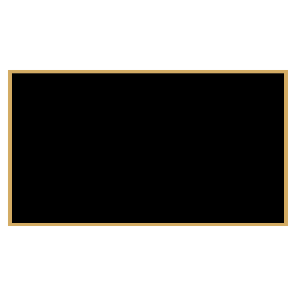 2" x 3 1/2" Black Laserable Brass Plaque Plate with Gold Border, custom laser engraved