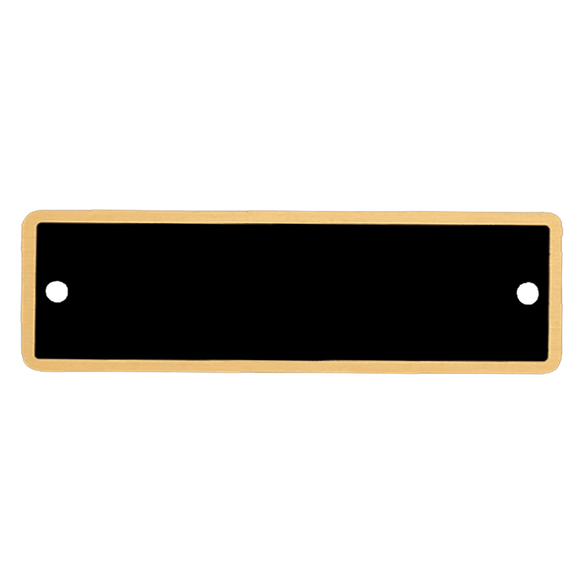 1" x 3 1/4" Black Round Corner Plate with Gold Border and Two Holes, custom laser engraved