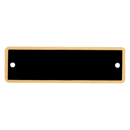 1" x 3 1/4" Black Round Corner Plate with Gold Border and Two Holes, custom laser engraved