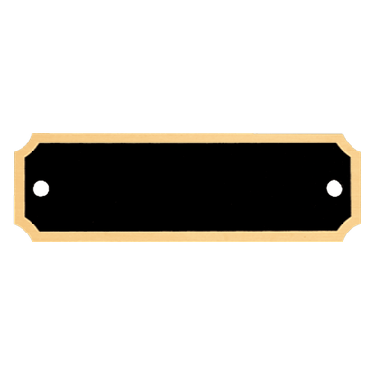 7/8" x 2 3/4" Black Notched Corner Plate with Gold Border and Two Holes, custom laser engraved