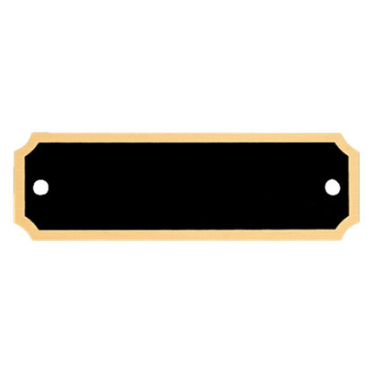 1" x 3 1/4" Black Notched Corner Plate with Gold Border and Two Holes, custom laser engraved