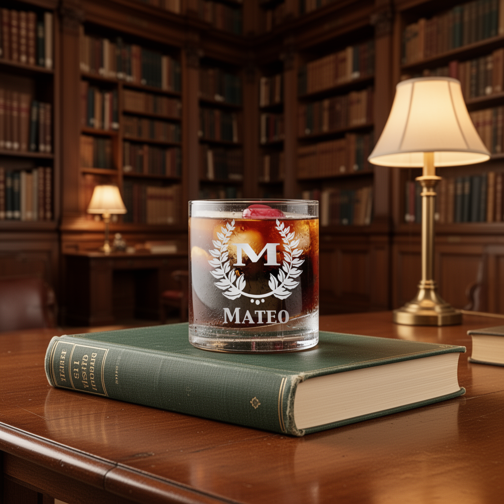 Personalized Scotch Bourbon Whiskey Rocks Glass - Old Fashioned Laser Engraved