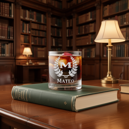 Personalized Scotch Bourbon Whiskey Rocks Glass - Old Fashioned Laser Engraved