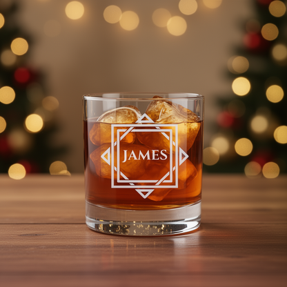 10.5 oz Custom Name Personalized Whiskey Glass - Engraved Bourbon Scotch Glass – Gift Him, Groomsmen, Father’s Day, Birthday, Anniversary