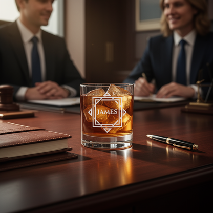 10.5 oz Custom Name Personalized Whiskey Glass - Engraved Bourbon Scotch Glass – Gift Him, Groomsmen, Father’s Day, Birthday, Anniversary