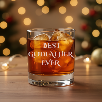Engraved Godfather Whiskey Glass – Best Godfather Ever 10.5 oz Old Fashioned Glass
