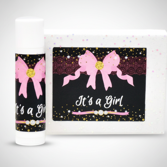 baby shower lip balm labels it's a girl