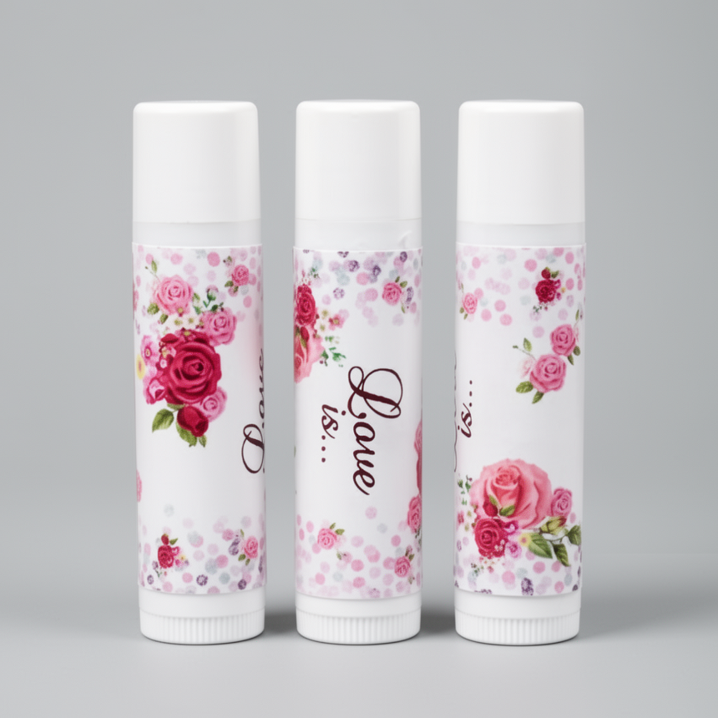 Rose lip balm labels – personalized wedding and bridal shower favor stickers