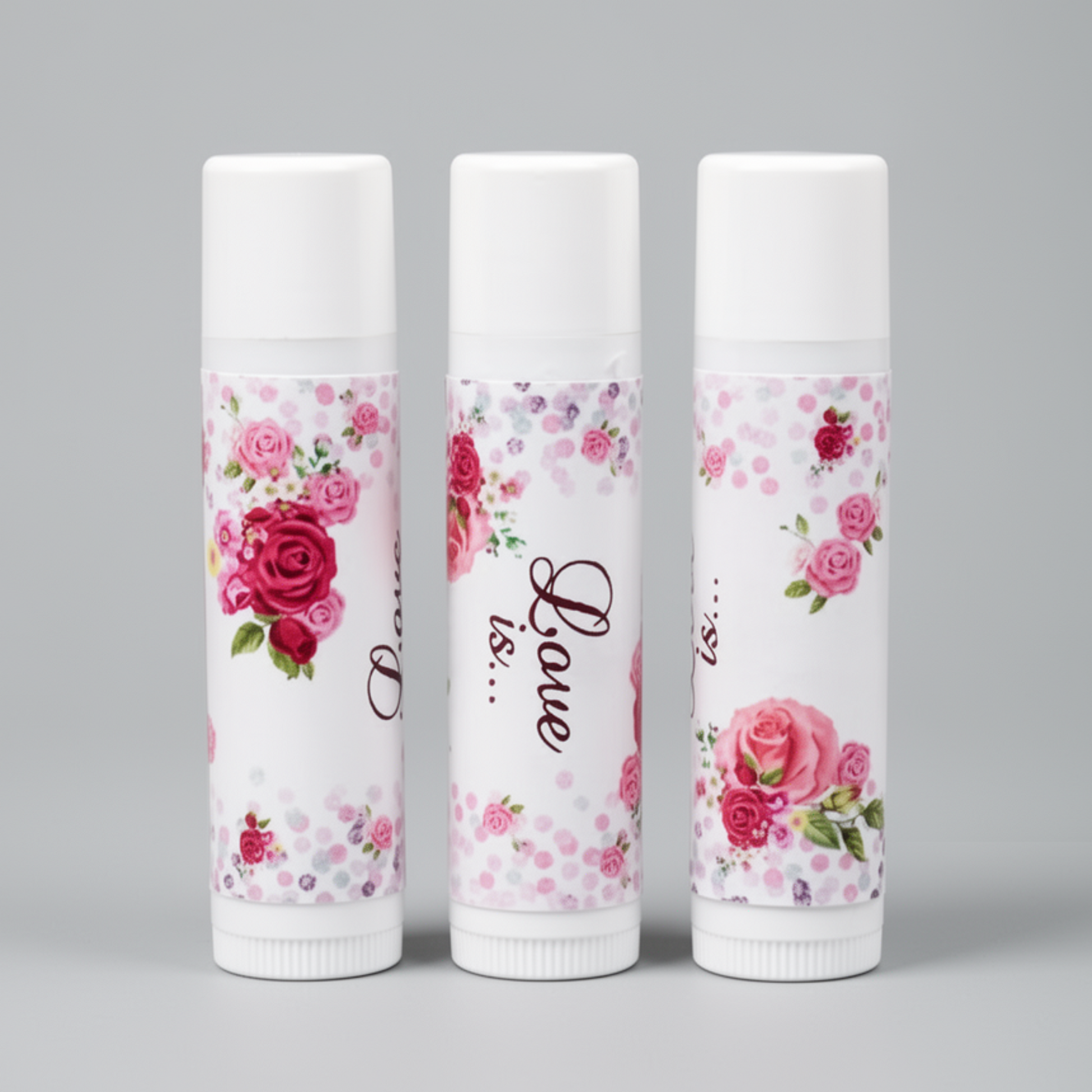 Rose lip balm labels – personalized wedding and bridal shower favor stickers