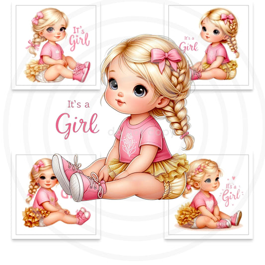 4 Digital Blonde It's Girl Baby Girl Clipart