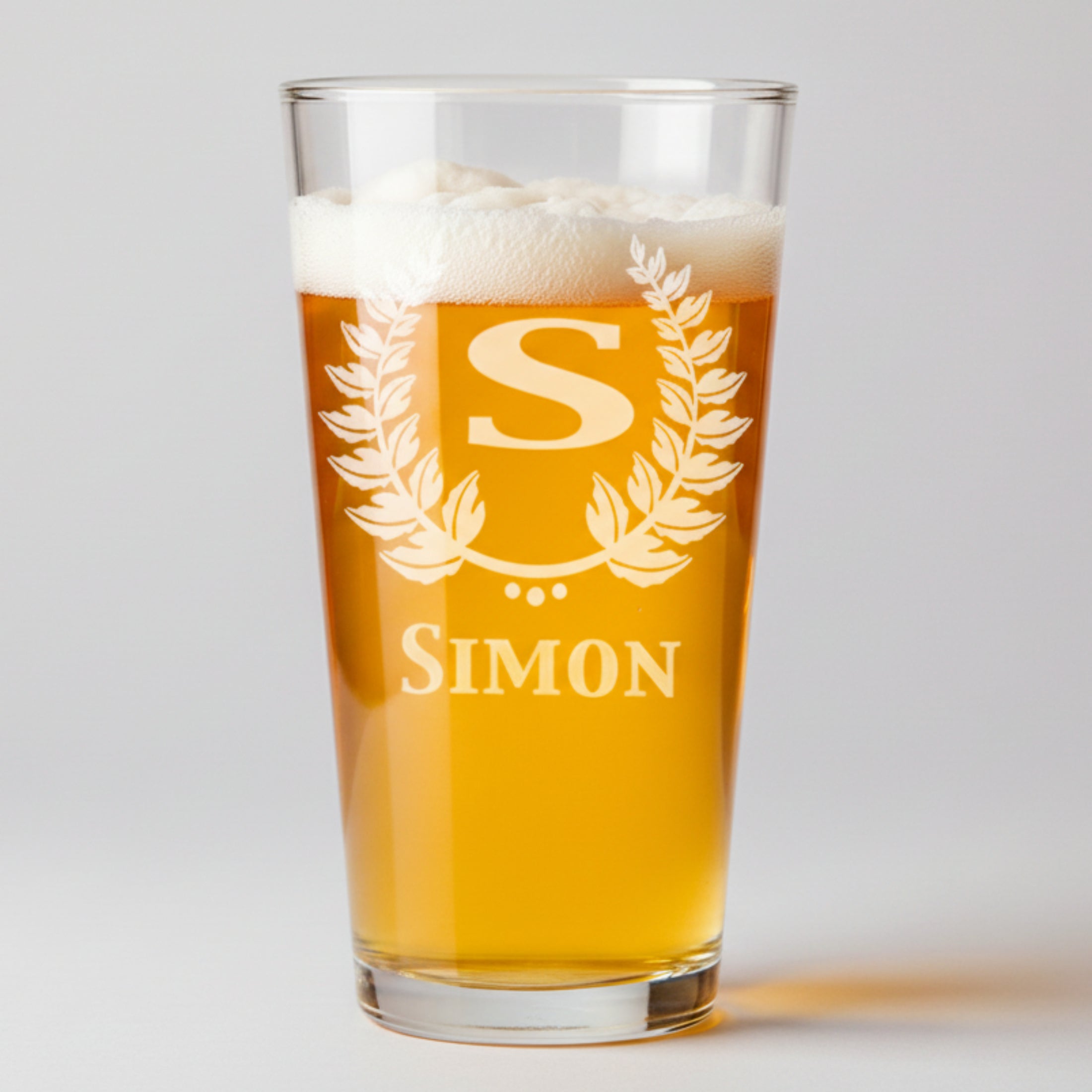 Monogrammed Beer Pint Glass 16 Oz Personalized Laser Engraved ...