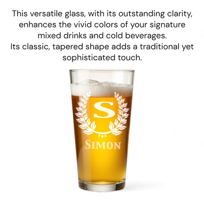 Beer Pint Glass 16 Oz Personalized Laser Engraved