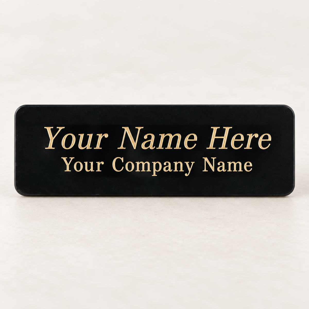 1" x 3" Laserable Black Brass Name Badge Plate, custom engraved name badge