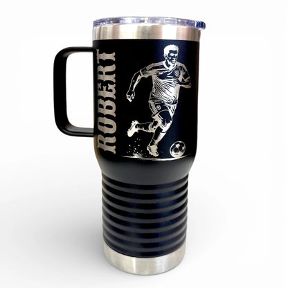 Custom name travel tumbler for soccer gift