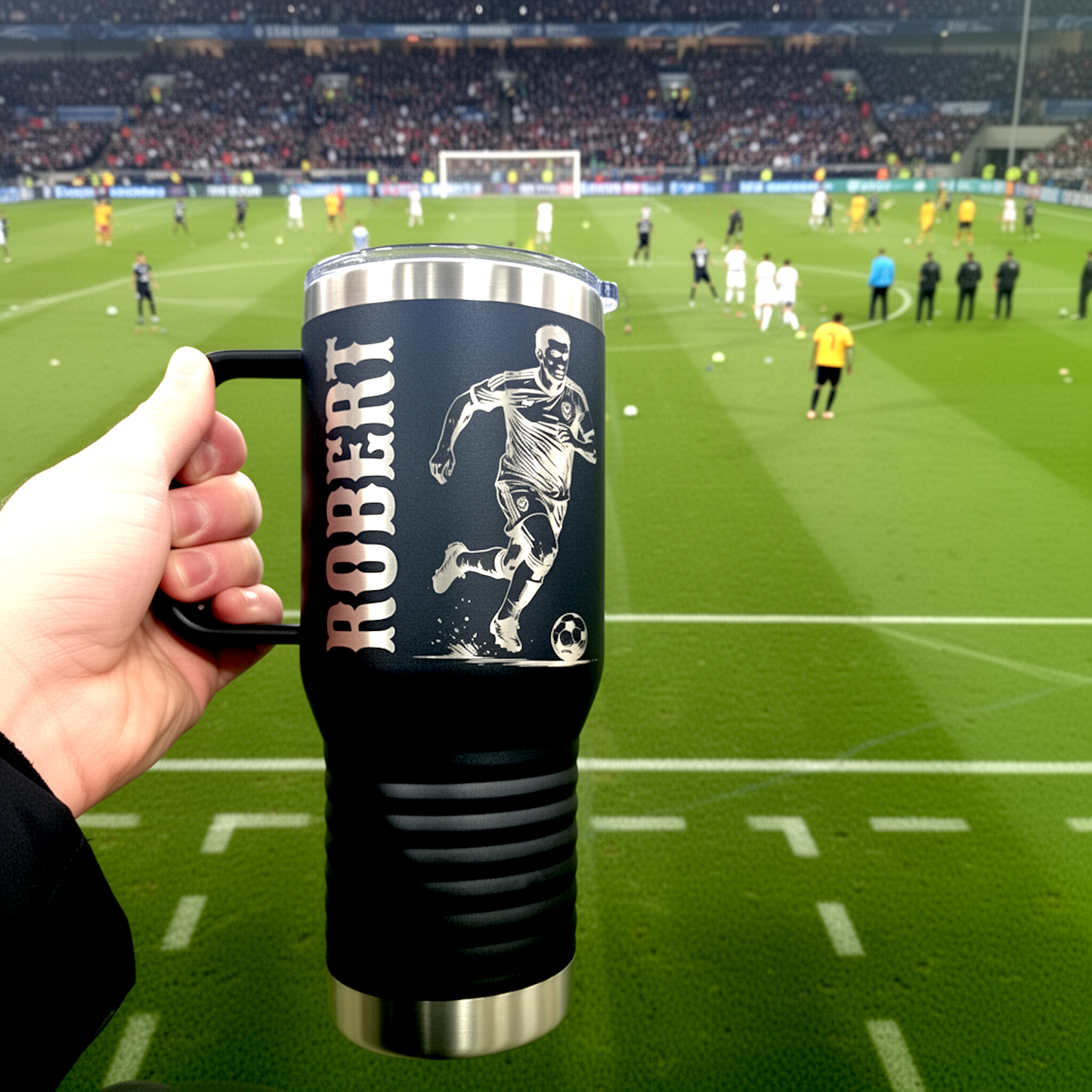  black travel mug custom name