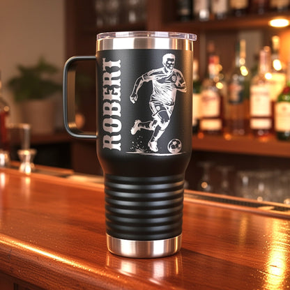 Personalized custom name soccer travel tumbler