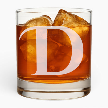 10.5 oz Whiskey Glass with Engraved Letter – Minimalist Design Alphabet