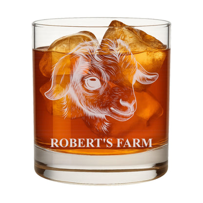 Personalized Whiskey Rocks Glass Farm Animals, Laser Engraved 10.5 oz Old Fashioned Bourbon Glass, Custom Name Barware for Dad Husband Farmhouse Style (Alpaca)