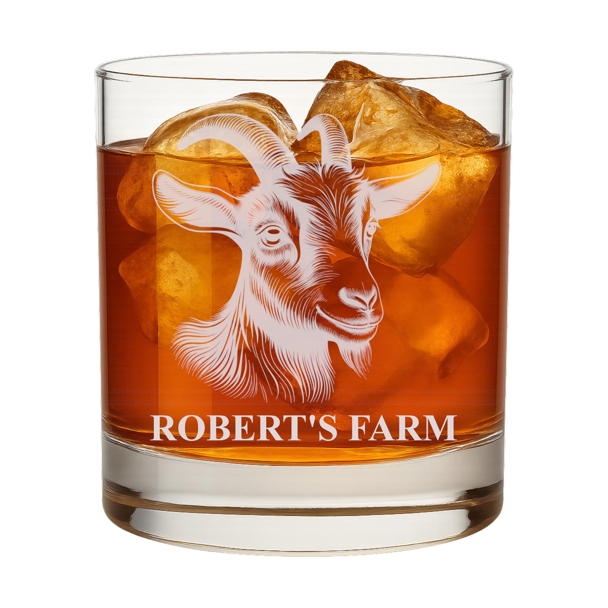 Personalized Whiskey Rocks Glass Farm Animals, Laser Engraved 10.5 oz Old Fashioned Bourbon Glass, Custom Name Barware for Dad Husband Farmhouse Style 