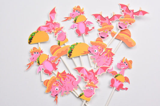 Dragon Taco Cake Toppers, Mexican Taco Dragon Baby Shower Birthday Decoration