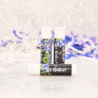 Personalized Floral Violet Lip Balm Labels: Wedding Favor Stickers