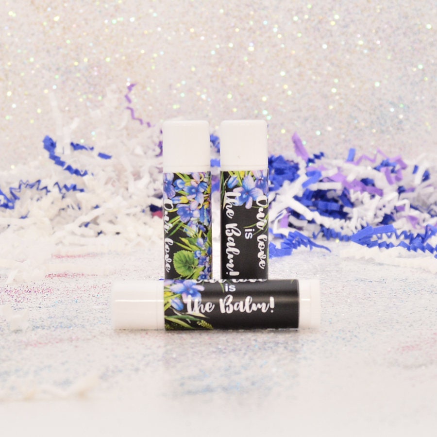 Personalized Floral Violet Lip Balm Labels: Wedding Favor Stickers