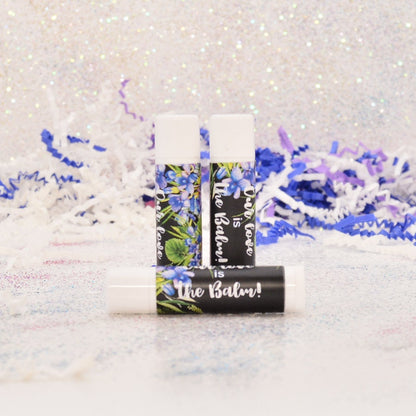 Personalized Floral Violet Lip Balm Labels: Wedding Favor Stickers
