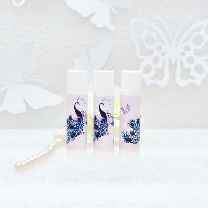 Peacock Wedding Favor Labels: Personalized Lip Balm Stickers