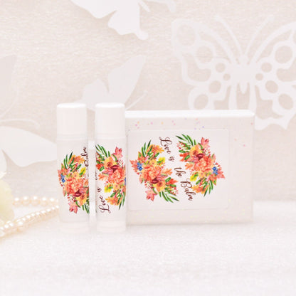 Floral Wedding Lip Balm Labels – Personalized Bridal Shower Favor Stickers, Set of 15