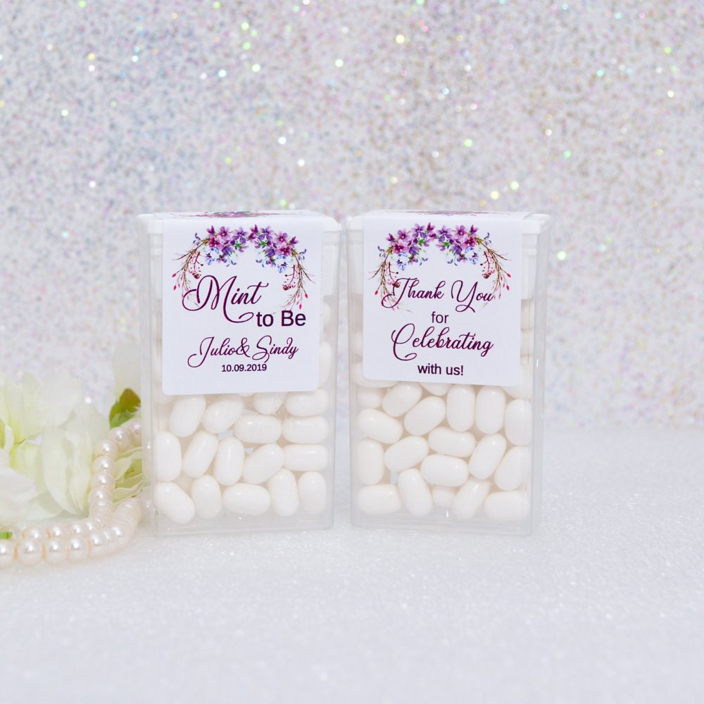 Purple Tic Tac Labels, Wedding Bridal shower Party Favors, Mint to Be Custom Personalized Tic Tac Stickers