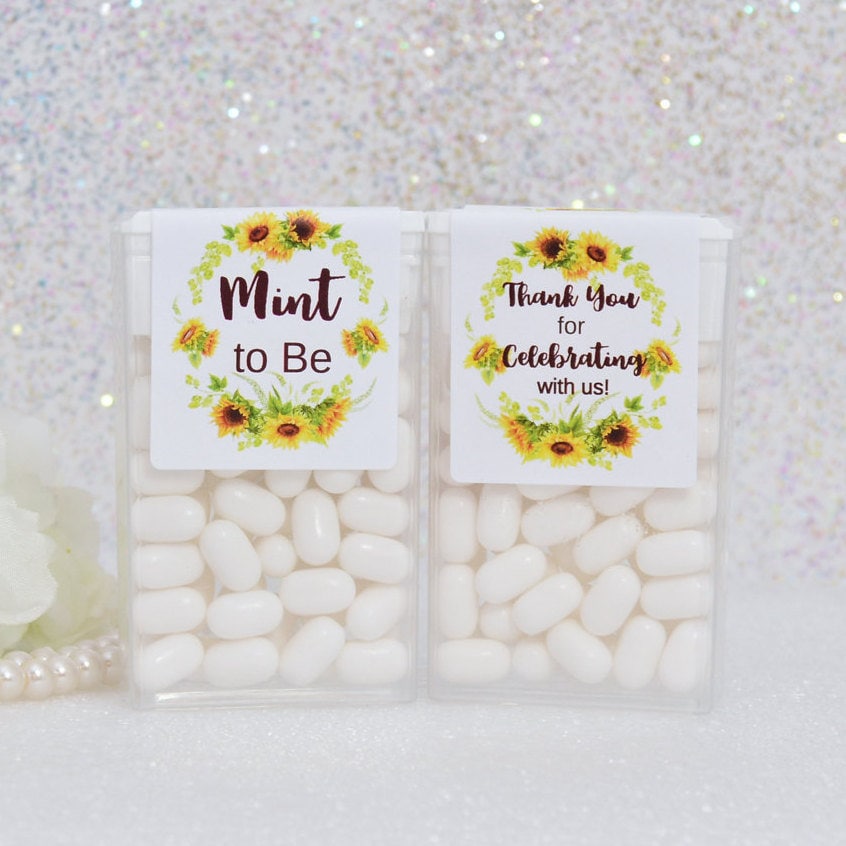 Sunflower Tic Tac Favor Stickers, Bridal Shower Labels, Tic Tac Labels